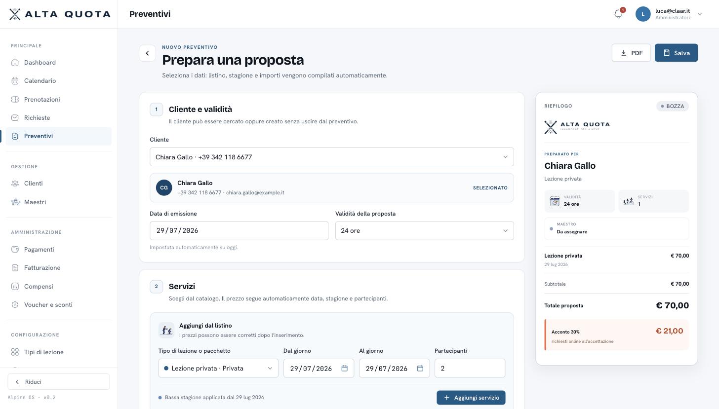 Schermata originale del progetto alta quota