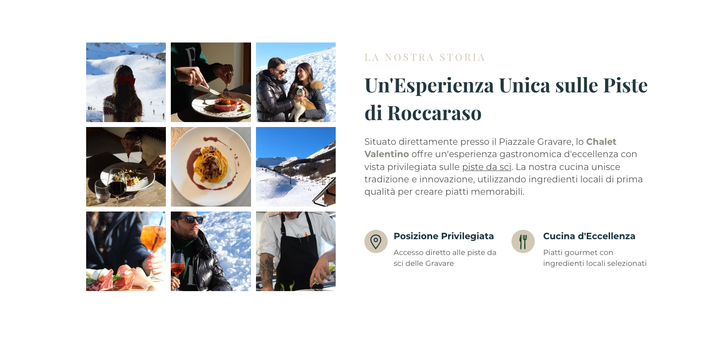La sezione La nostra storia del sito Chalet Valentino